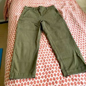 Everlane olive green twill crop pant